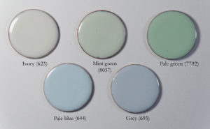 Figure 6: Opaque enamels that have a slight opalescent tone on copper.
